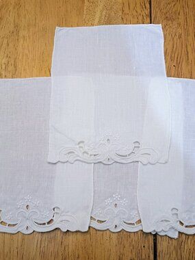 4 vintage hand embroidered/cutout cocktail napkins